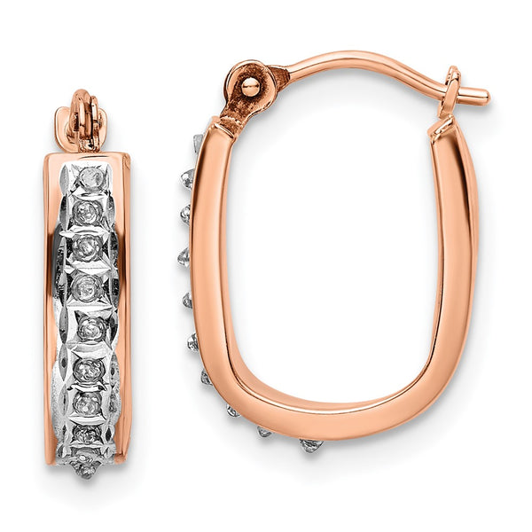 14k Rose Gold Diamond Fascination U Hoop Earrings