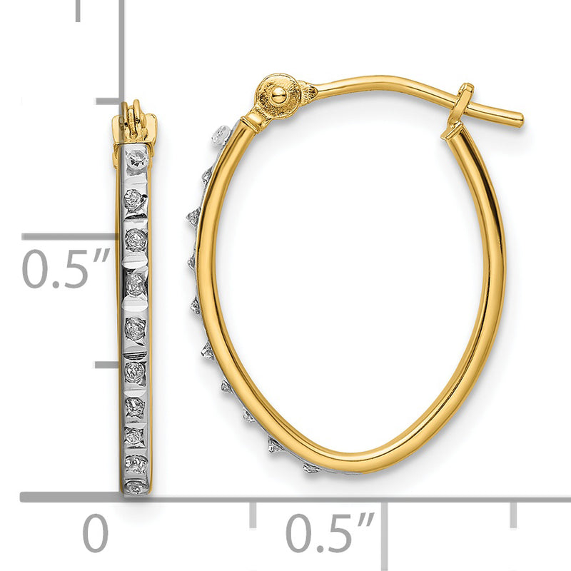 14k Diamond Fascination Oval Hoop Earrings