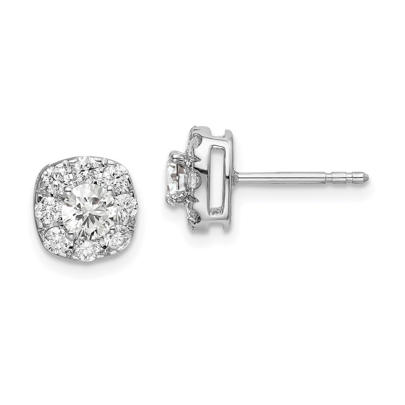 14K White Gold Lab Grown Diamond GH VS2/SI1, Cushion Halo Earrings