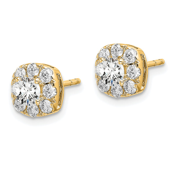 14K Lab Grown Diamond GH VS2/SI1, Cushion Halo Earrings