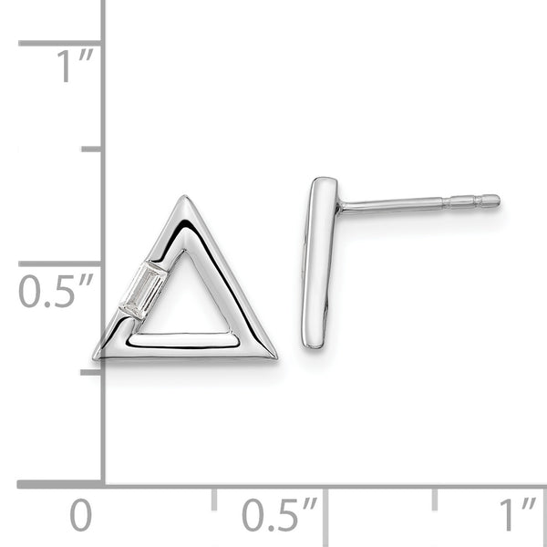 14k White Gold Polished Triangle Diamond Post Earrings
