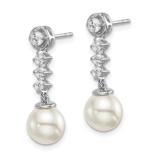 14k White Gold Freshwater Cultured Pearl & Diamond Post Earrings