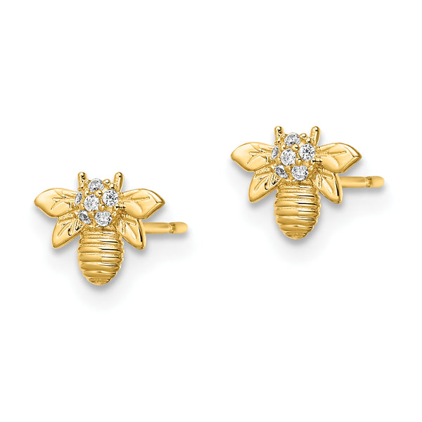 14k Madi K CZ Bumble Bee Post Earrings