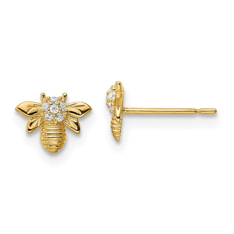 14k Madi K CZ Bumble Bee Post Earrings