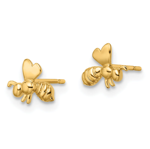 14k Madi K Bee w/ Heart Wings Post Earrings