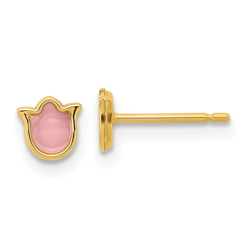 14K Madi K Pink Enamel Flower Post Earrings