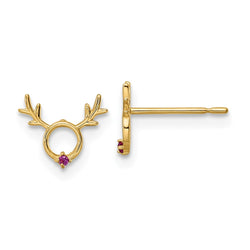 14k Madi K Red CZ Reindeer Post Earrings