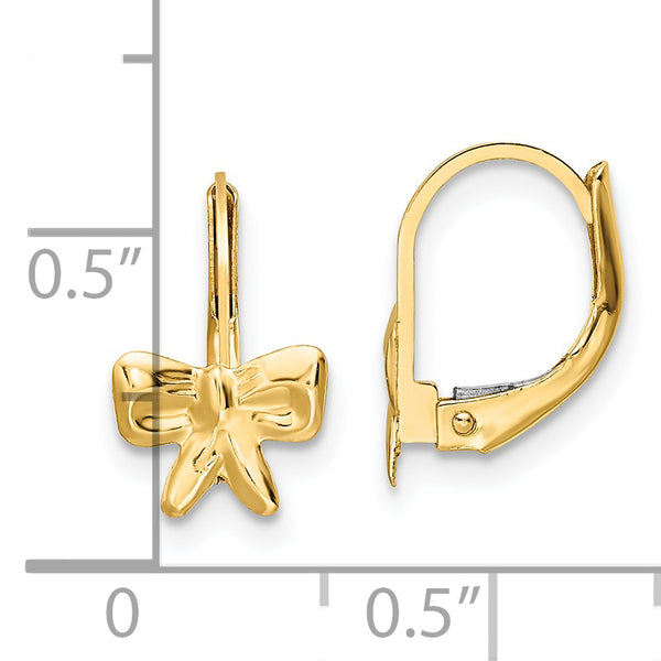 14K Madi K Polished Bow Leverback Earrings