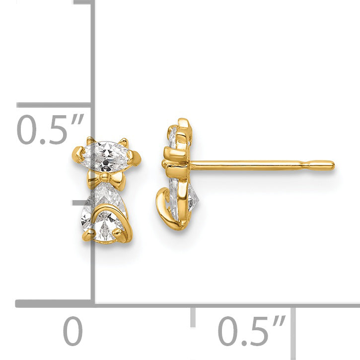 14k Madi K CZ Cat Post Earrings