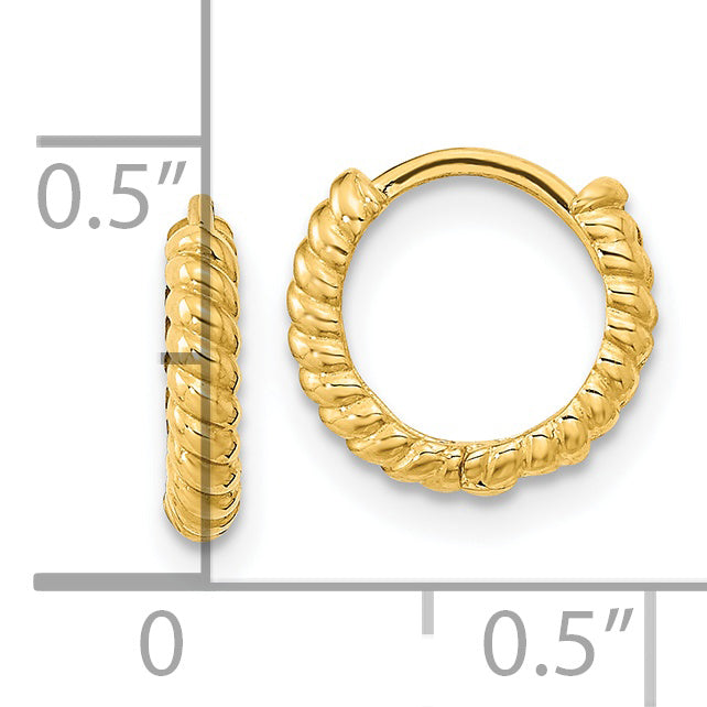 14K Madi K Polished Textured Hoop Earrings