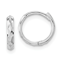 14K White Gold Madi K Hinged Diamond Cut Hoop Earrings