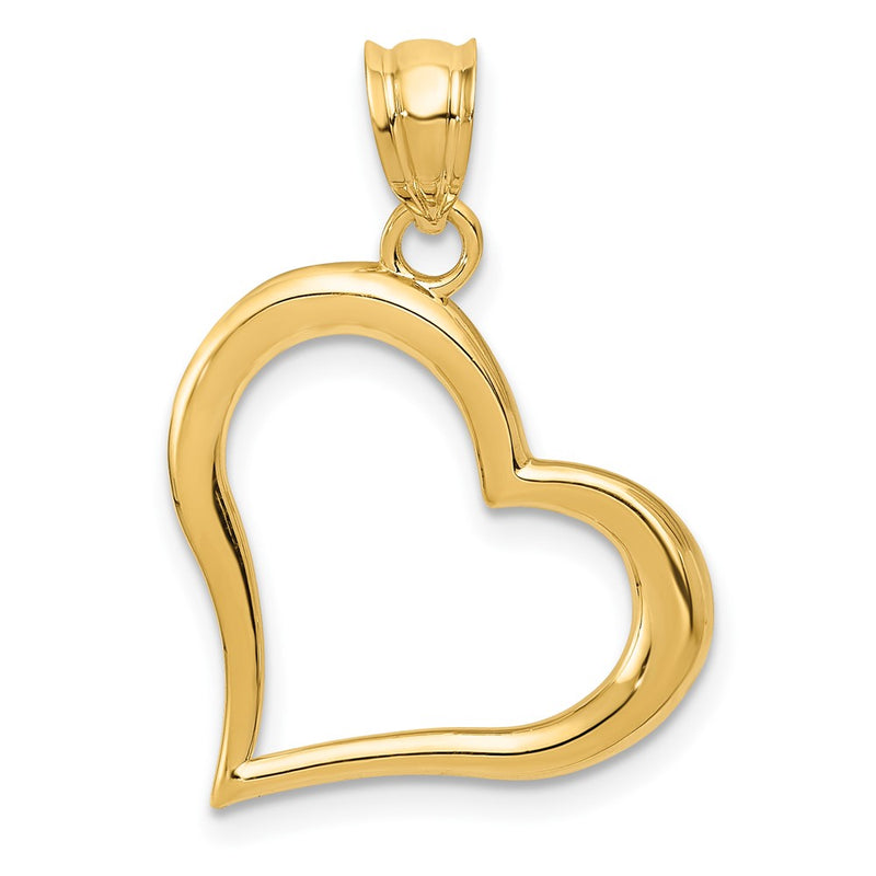 14K Polished Dangling Heart Pendant