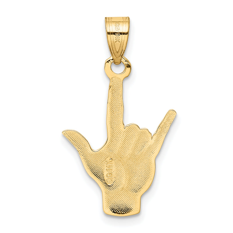 14k Polished I Love You Hand/Sign Language Charm