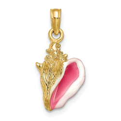 14k Enameled 3-D Conch Shell Pendant