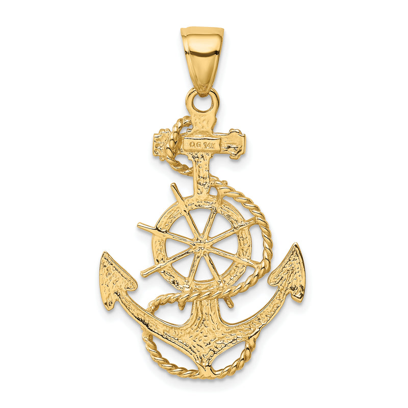 14k Large Anchor w/Wheel Pendant