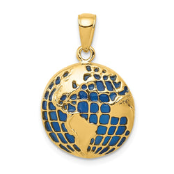 14K Blue Enameled Globe Pendant