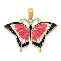 14K Enameled Butterfly Pendant