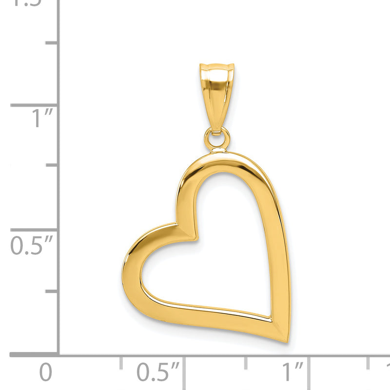 14K Polished Crooked Heart Pendant