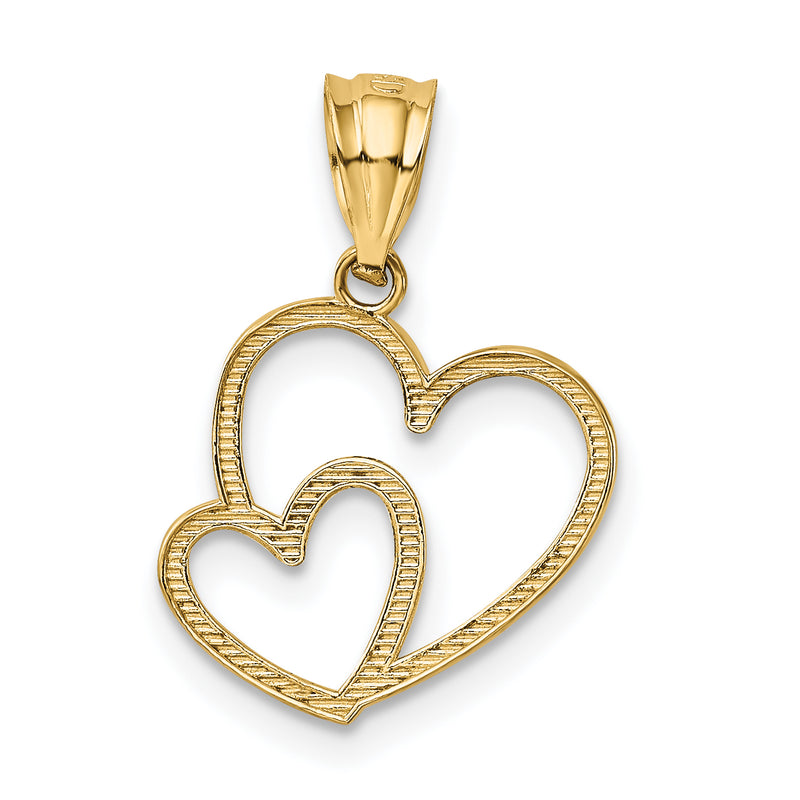 14K Polished Double Heart Pendant