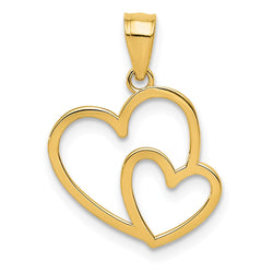 14K Polished Double Heart Pendant