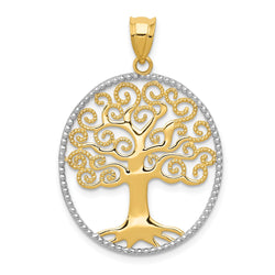 14k w/Rhodium Filigree Tree of Life Pendant