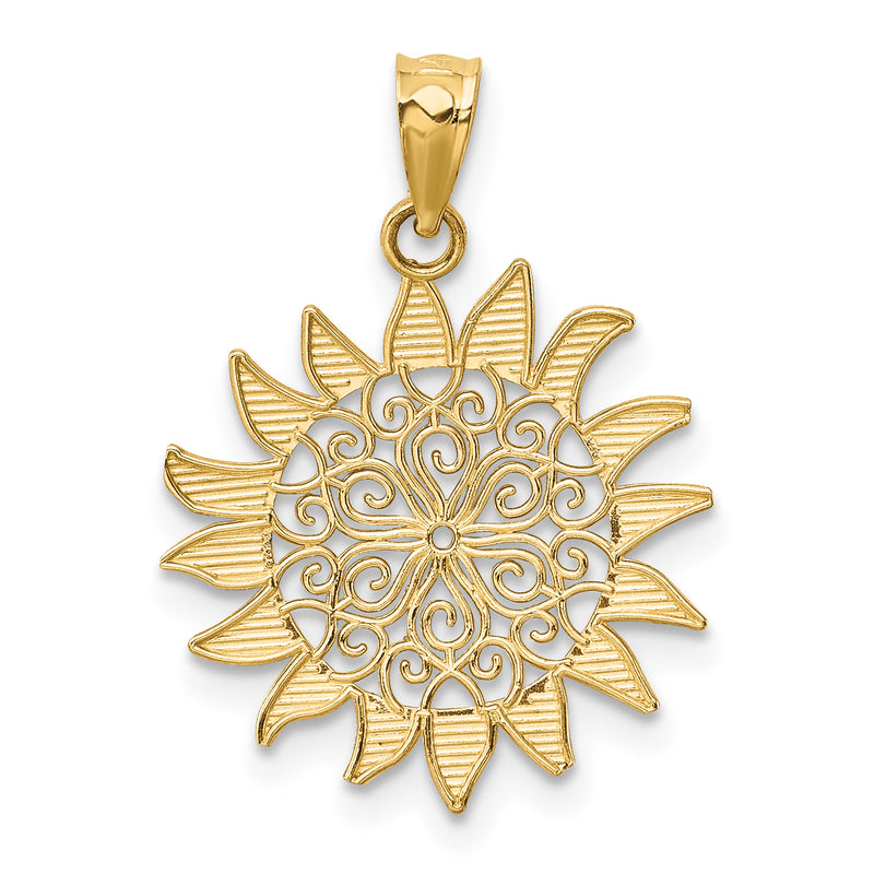 14k Polished Filigree Sun Pendant