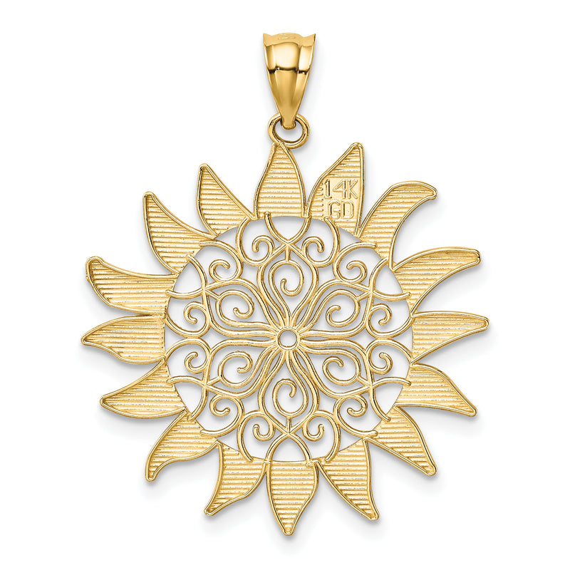 14k Filigree Sun Pendant