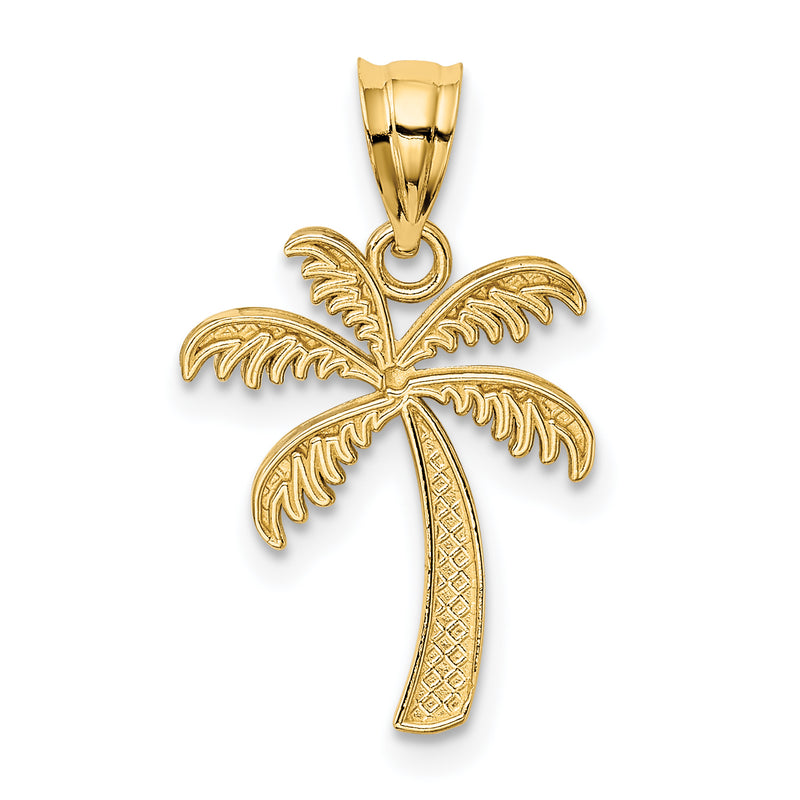 14K w/Rhodium Palm Tree Pendant