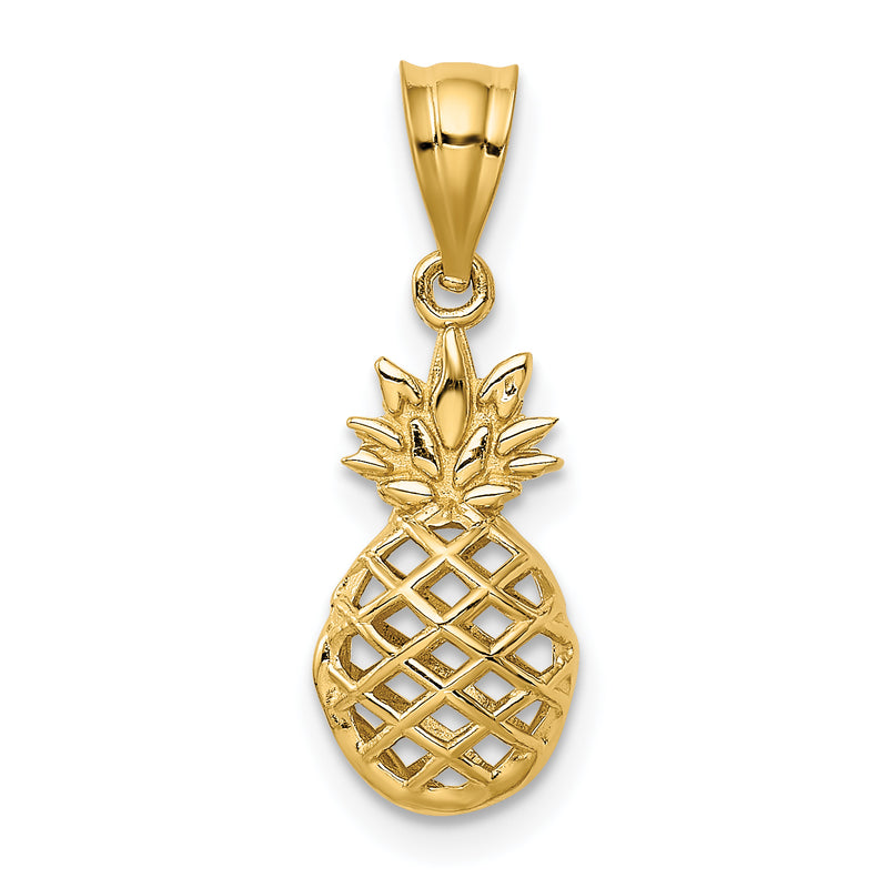 14k Polished 3D Pineapple Pendant