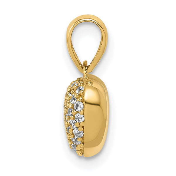 14K Polished CZ Heart Pendant