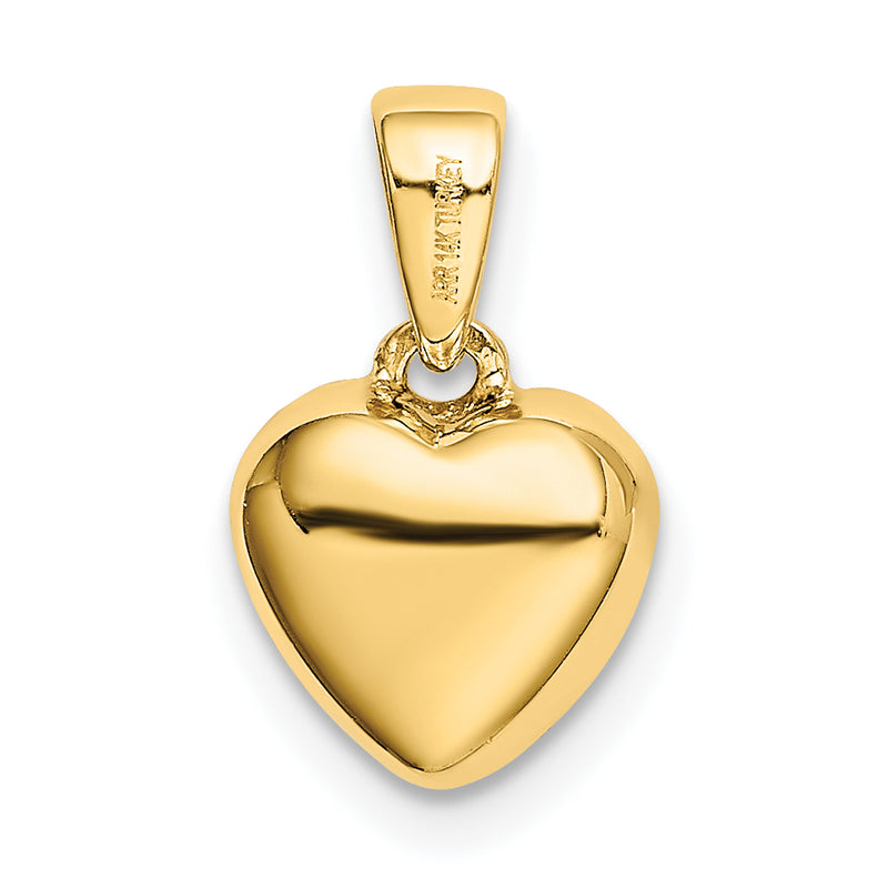 14K Polished CZ Heart Pendant