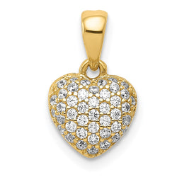 14K Polished CZ Heart Pendant