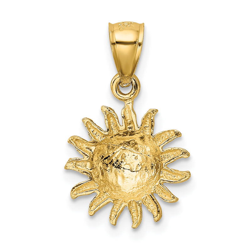 14k Satin Diamond-cut Sun Pendant