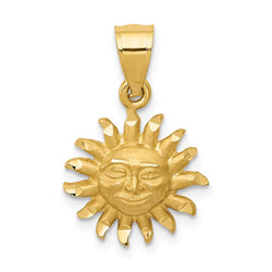 14k Satin Diamond-cut Sun Pendant