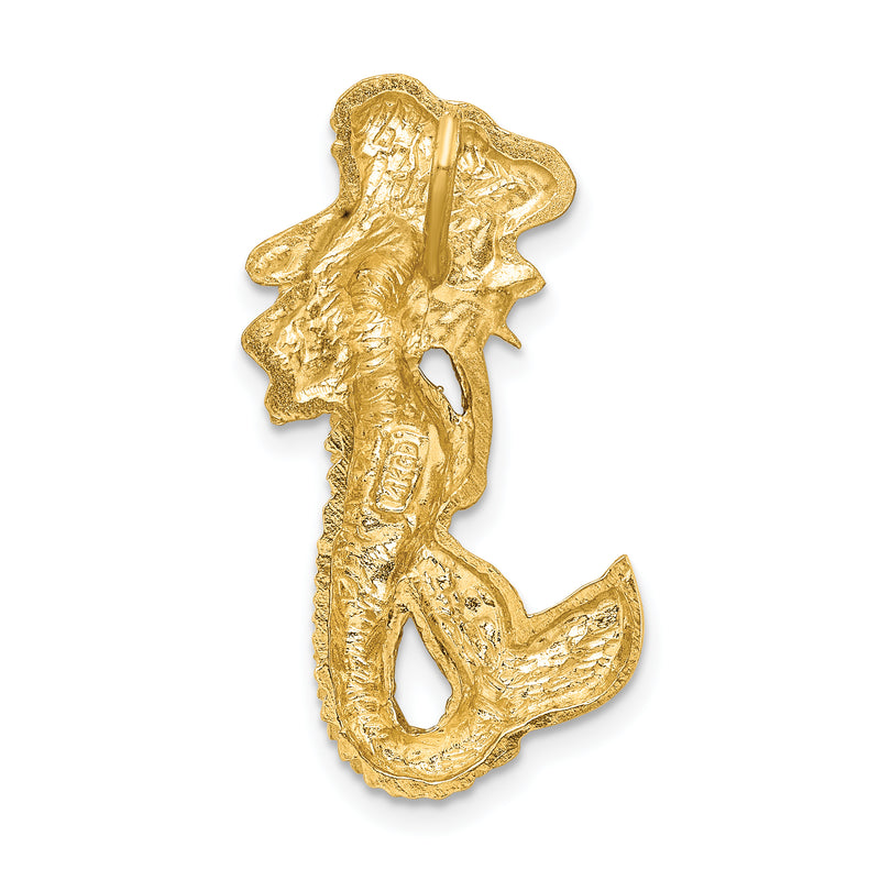 14k Polished and Satin Diamond-cut Mermaid Chain Slide