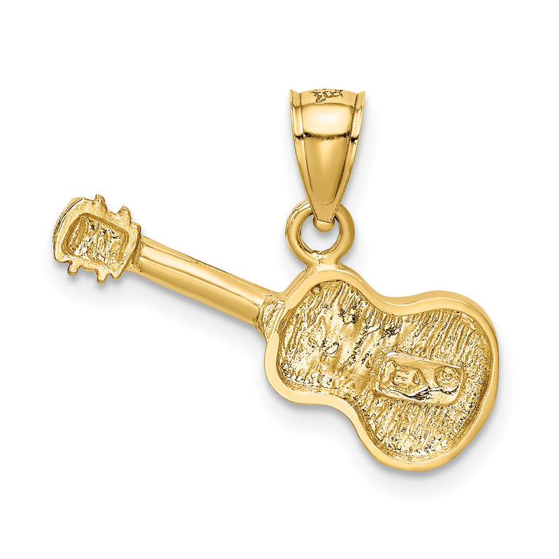 14k Satin Diamond-cut Acoustic Guitar Pendant