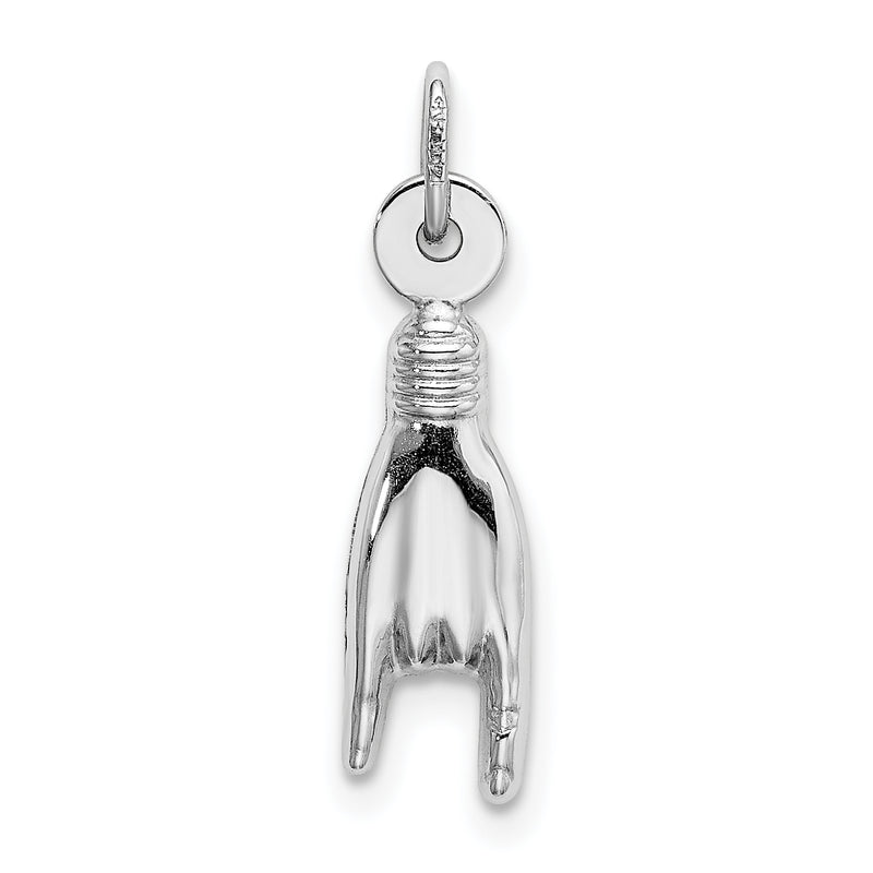 14K White Gold 3D Rock On Sign Charm