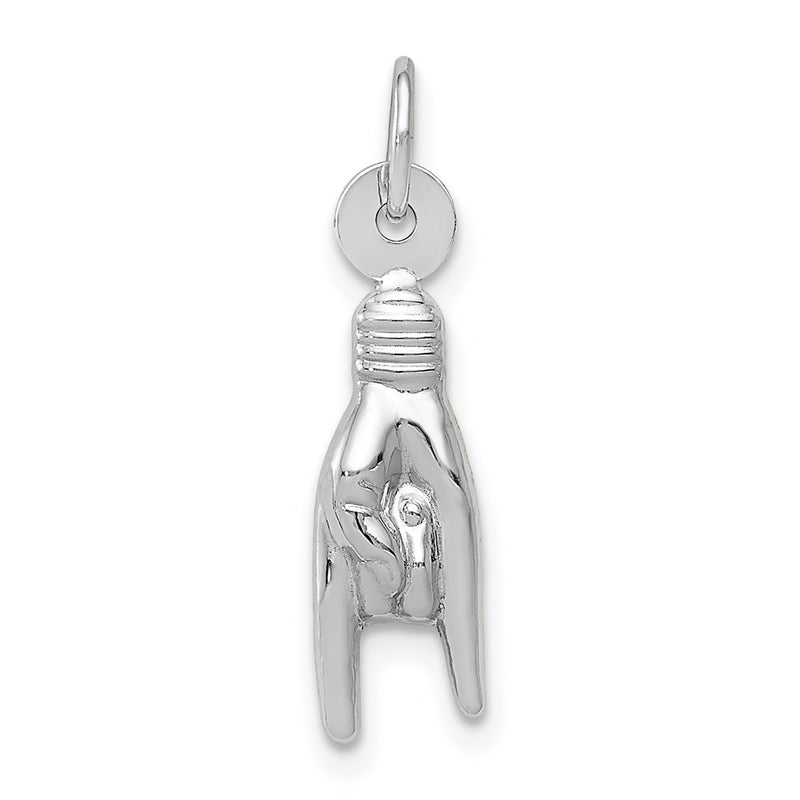 14K White Gold 3D Rock On Sign Charm