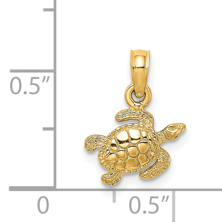 14K Textured Sea Turtle Charm