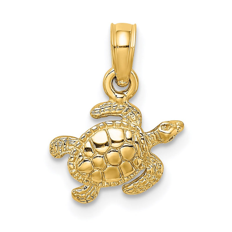 14K Textured Sea Turtle Charm