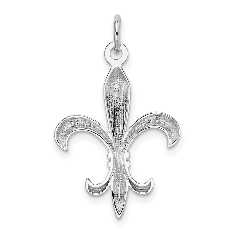 14k White Gold Hollow Fleur De Lis Charm