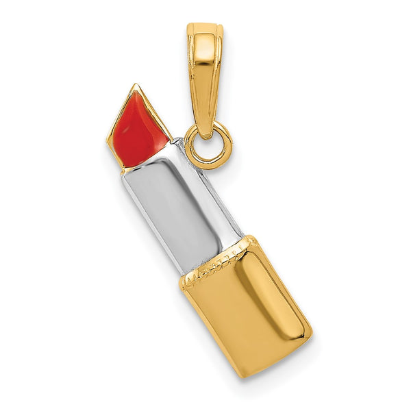 14K and Rhodium Enameled Lipstick Charm