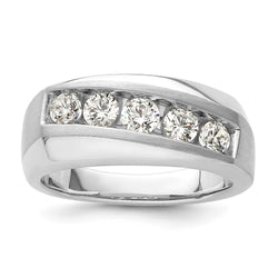 10K White Gold Lab Grown Diamond SI1/SI2, G H I, Men's 5-Stone Ring