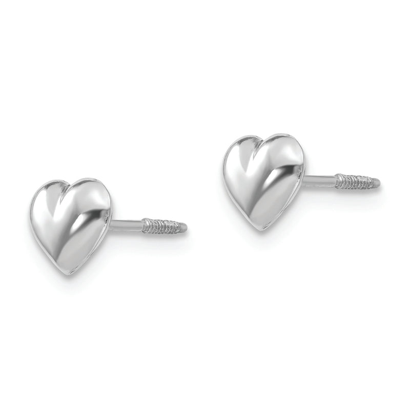 14k Madi K White Gold Puff Heart Post Earrings