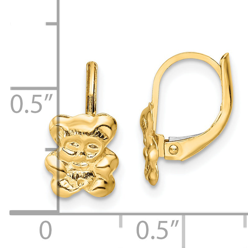 14K Madi K Polished Teddy Bear Leverback Earrings