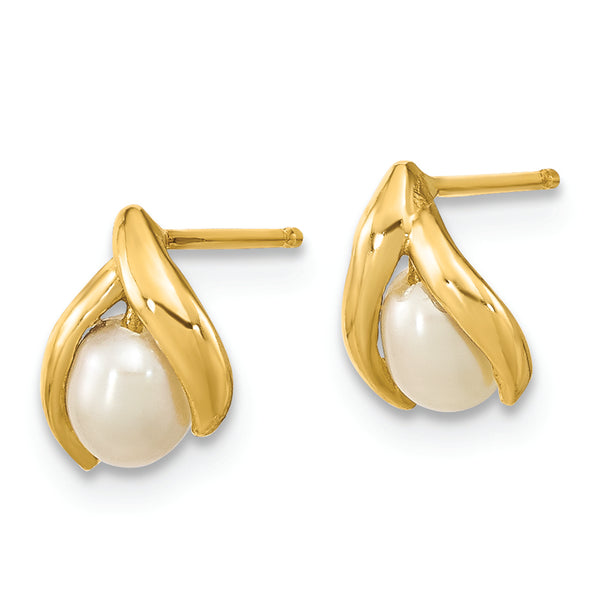 14K Madi K 4-5mm Rice White FWC Pearl Earrings