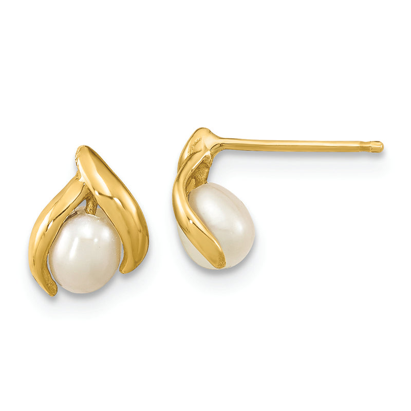 14K Madi K 4-5mm Rice White FWC Pearl Earrings