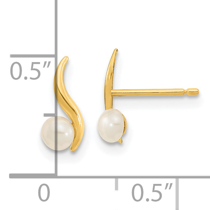 14K Madi K Polished 3.25mm Freshwater Cultured Pearl Post Earrings