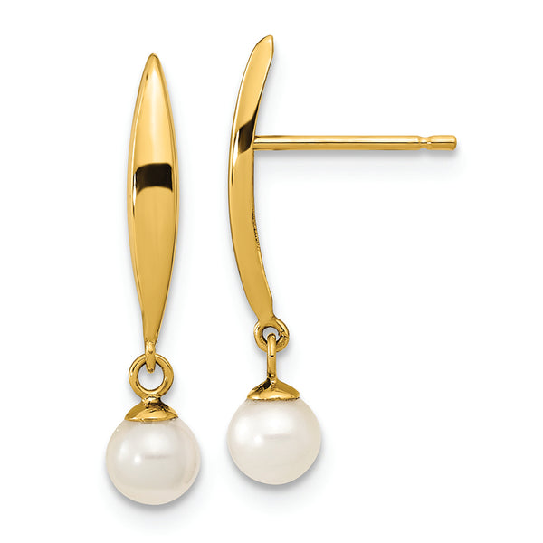 14K Madi K Polished 4mm Freshwater Cultured Pearl Post Earrings