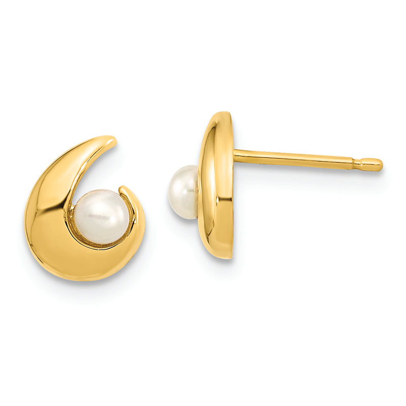 14K Madi K Polished 3.5mm Freshwater Cultured Pearl Post Earrings